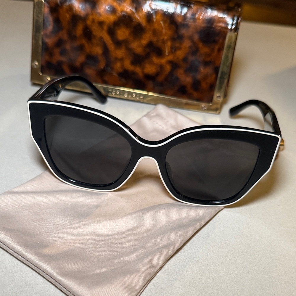 Tory Burch Black and White Cat-Eye Sunglasses